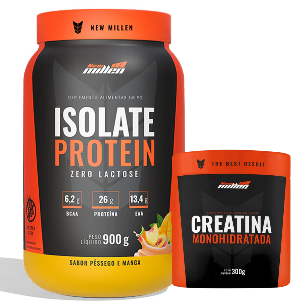 Kit Isolate Protein 900g + Creatina 300g 100% Pura - New Millen