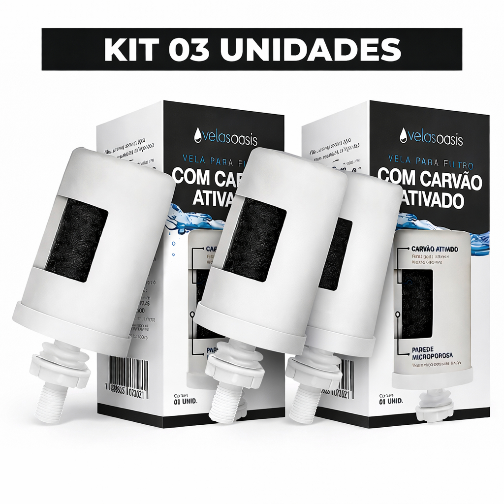 03 Velas Filtro de Barro Carvão Ativado Dupla Ação Alcalina - PARA TODOS FILTRO BARRO UNIVERSAL em Oferta na Shopee
