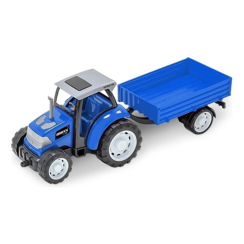 Trator De Brinquedo Com Carreta Azul Maxx Trator Usual