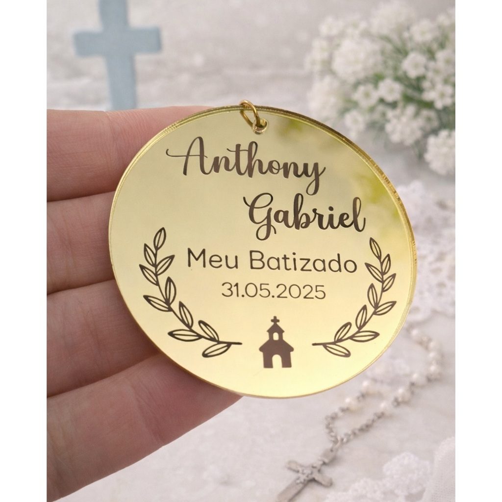 Lembrancinha Chaveiro Batizado Santo Anjo Personalizado