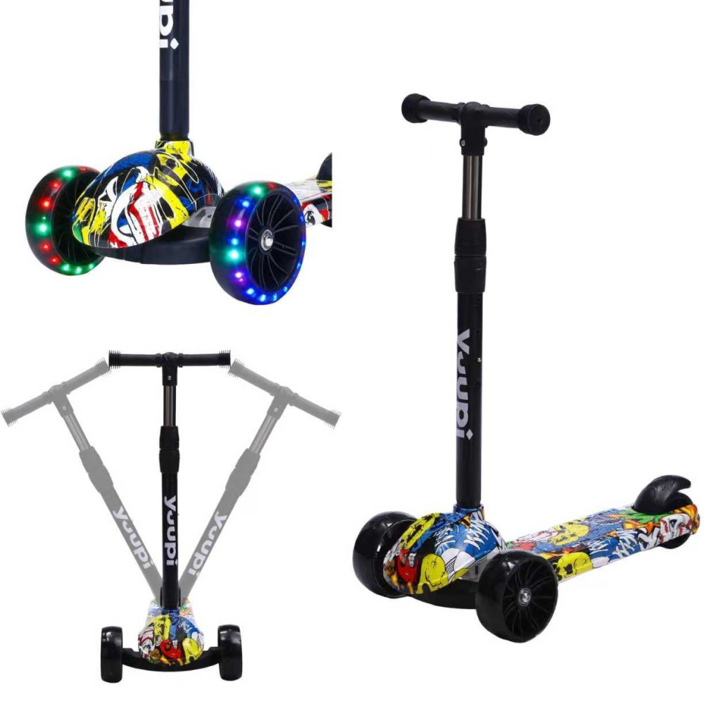 Patinete Infantil Com Rodas Flash Preto Yuupi