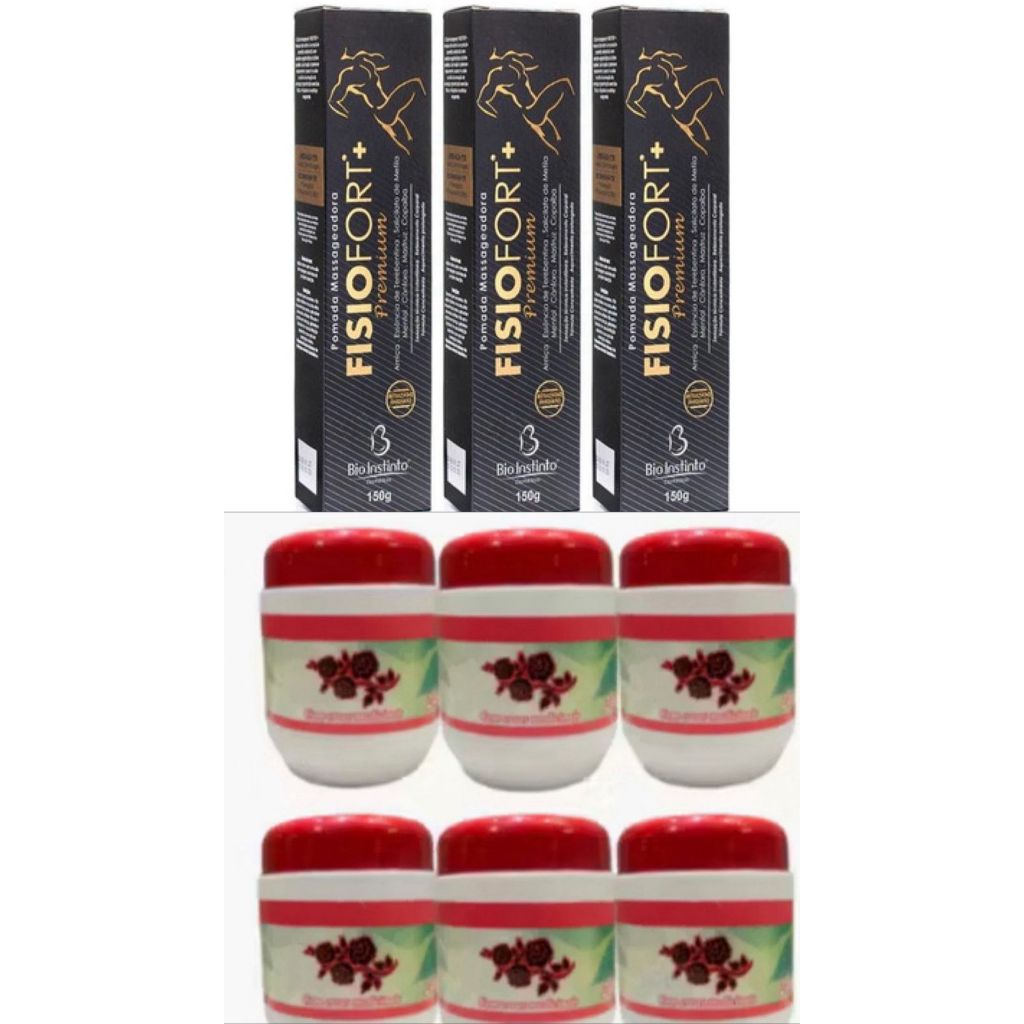 6 Gel tampa vermelha 240g  Pote - Apinil + 3 un Pomada Fisiofort Premium 150 g Bio Instinto