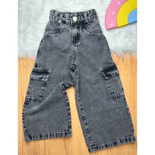 Calça Wide leg Cargo Jeans Feminina Infantil