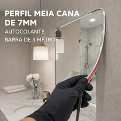 Moldura decorativa para borda de espelho em pvc 7mm com autocolante com 3mts