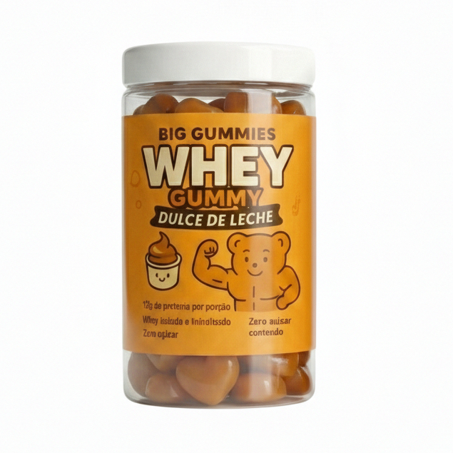 Whey Gummy Big Gummies Doce De Leite 12g proteína dose 120un Zero Açúcar Alta Perfomance Muscular