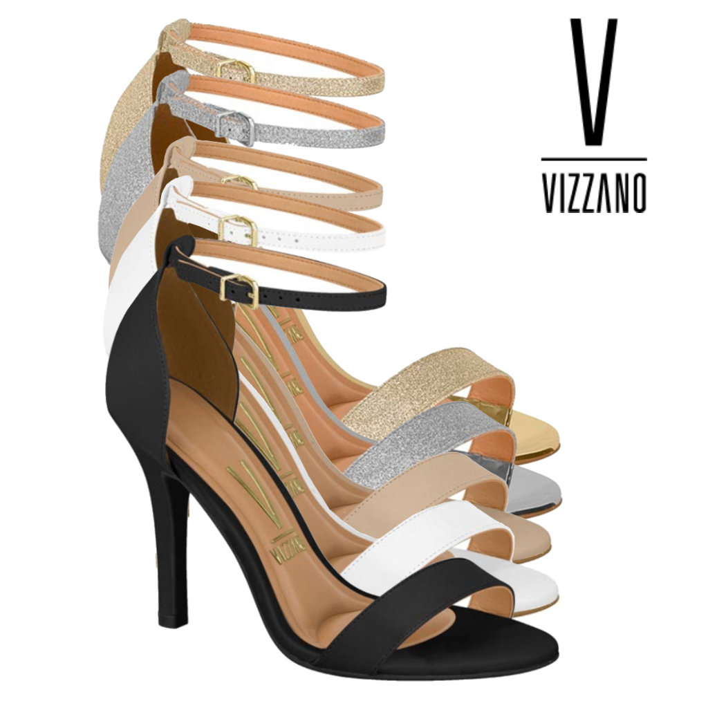 Sandália Feminina Vizzano Salto Fino Alto Macio 10cm Gisele Festa Pelica Confortável Original em Oferta na Shopee