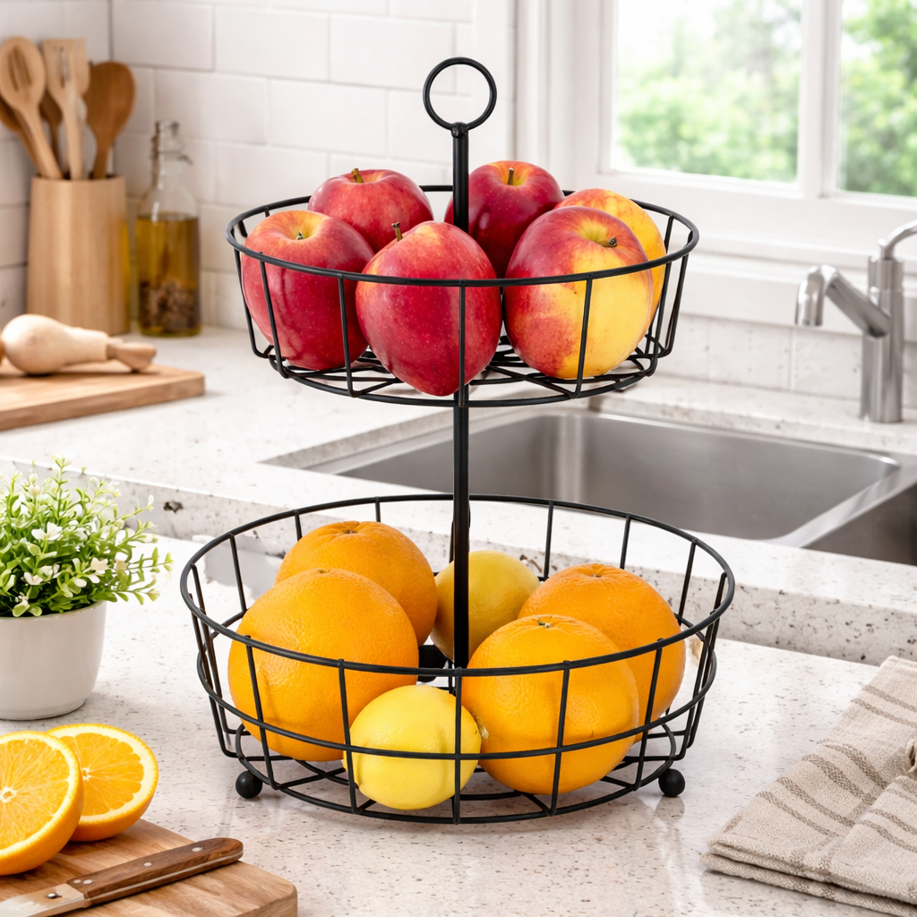 Fruteira 2 Andares Removível Redonda Mesa Ferro Aramado Luxo Decoração em Oferta na Shopee