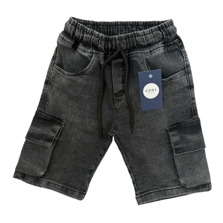 Bermuda Cargo Jeans Grafite Infantil Juvenil Bermuda Elástico Elastano