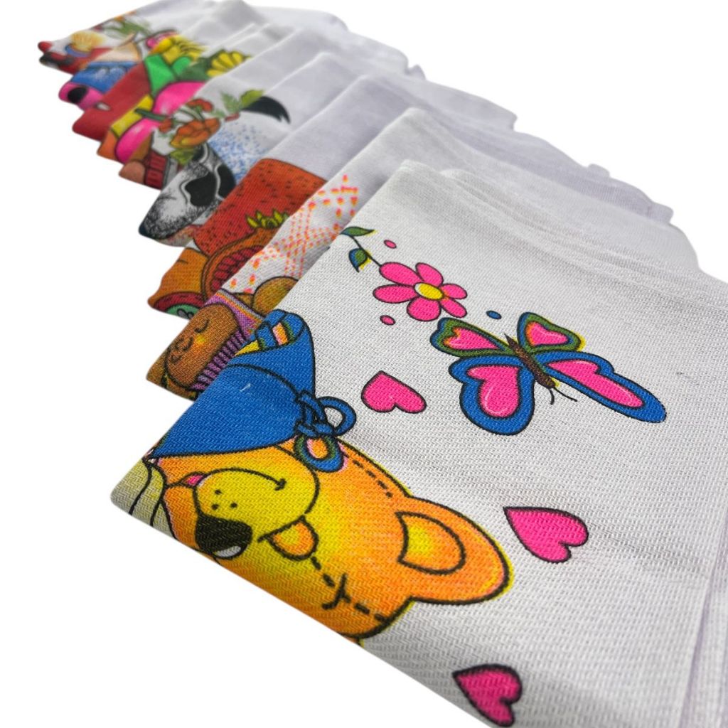 Kit 10 Panos Prato Algodão 45x75cm Econômico Durável Estampado Multiuso Limpeza Cozinha