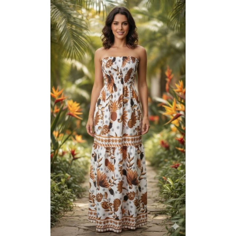 VESTIDO LONGO SERENA ESTILO TROPICAL SUPER ELEGANTE