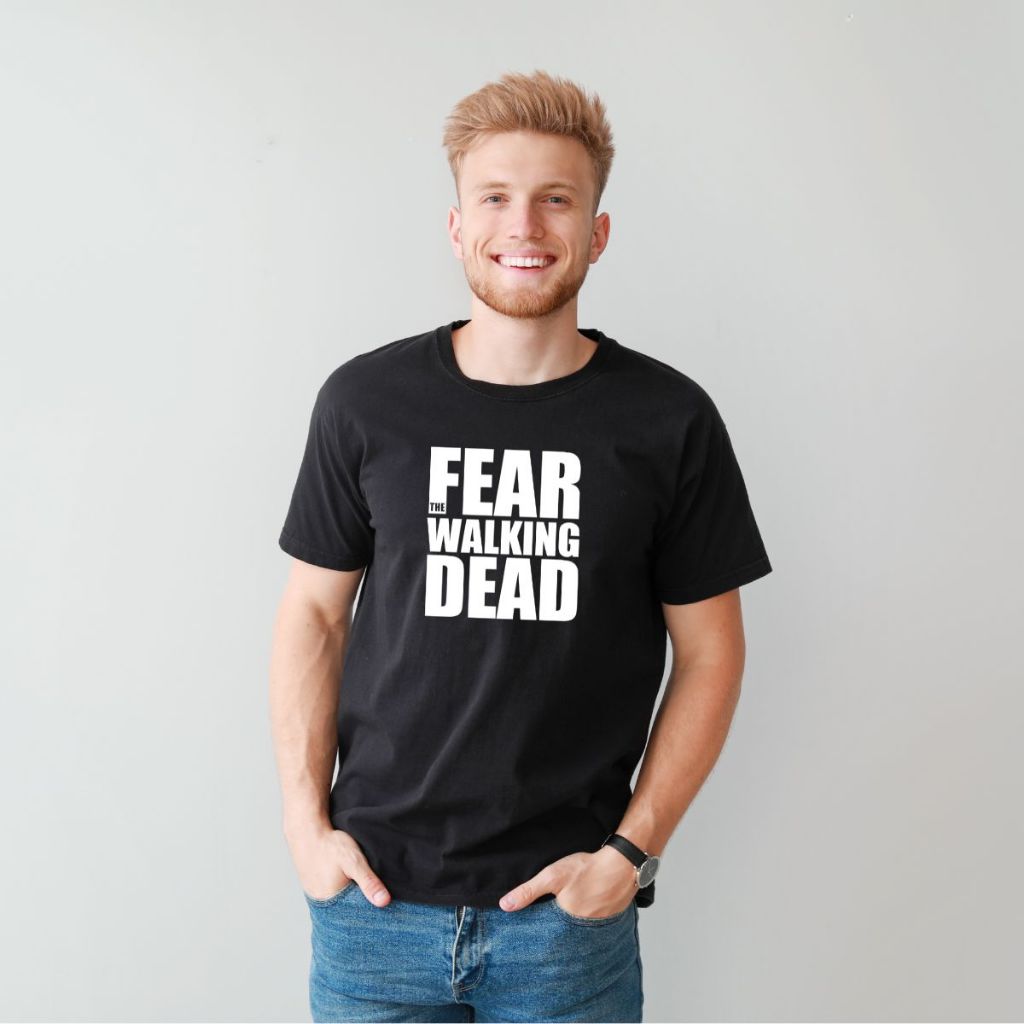Camiseta Masculina Fear The Walking Dead TWD Seriado Zumbi 100% Algodão Preta