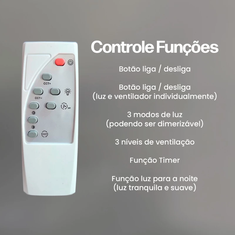 Ventilador de Teto com Luminária Led 6 Pás e Abajur E27 Bivolt — foto 7