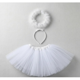 Fantasia de Anjo Kit Saia 40 cm com Tiara Auréola Festas Carnaval em Oferta na Shopee