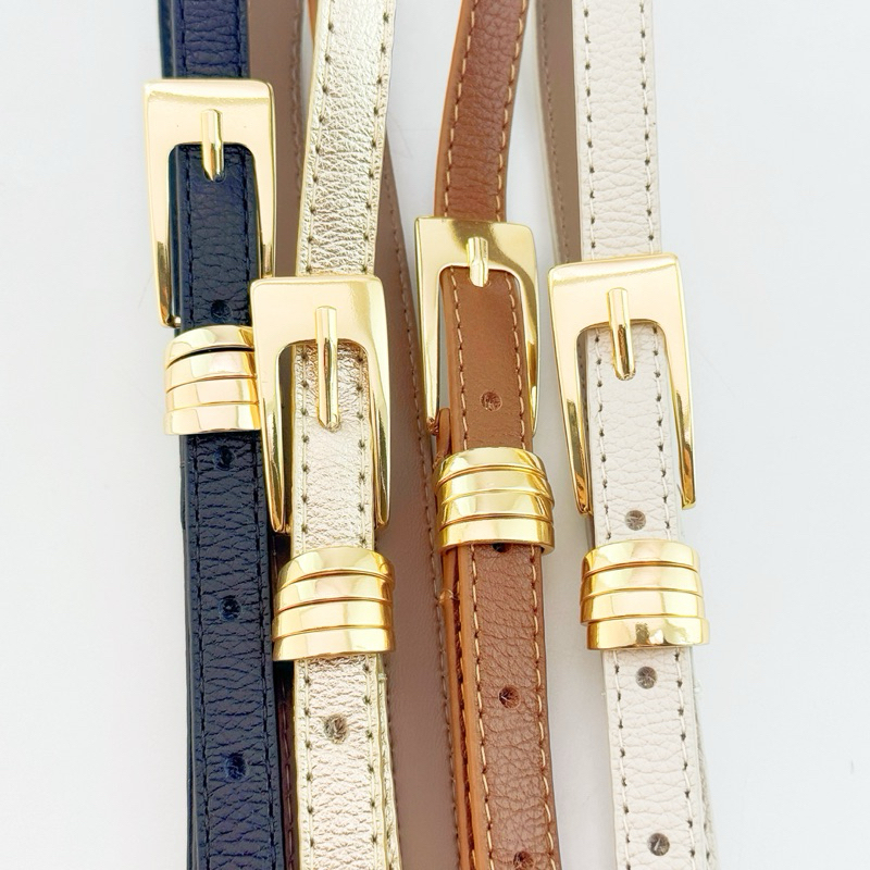 Cinto Feminino Elegante Fino com Fivela Dourada Couro Estilo Coreano para Vestidos e Jeans em Oferta na Shopee