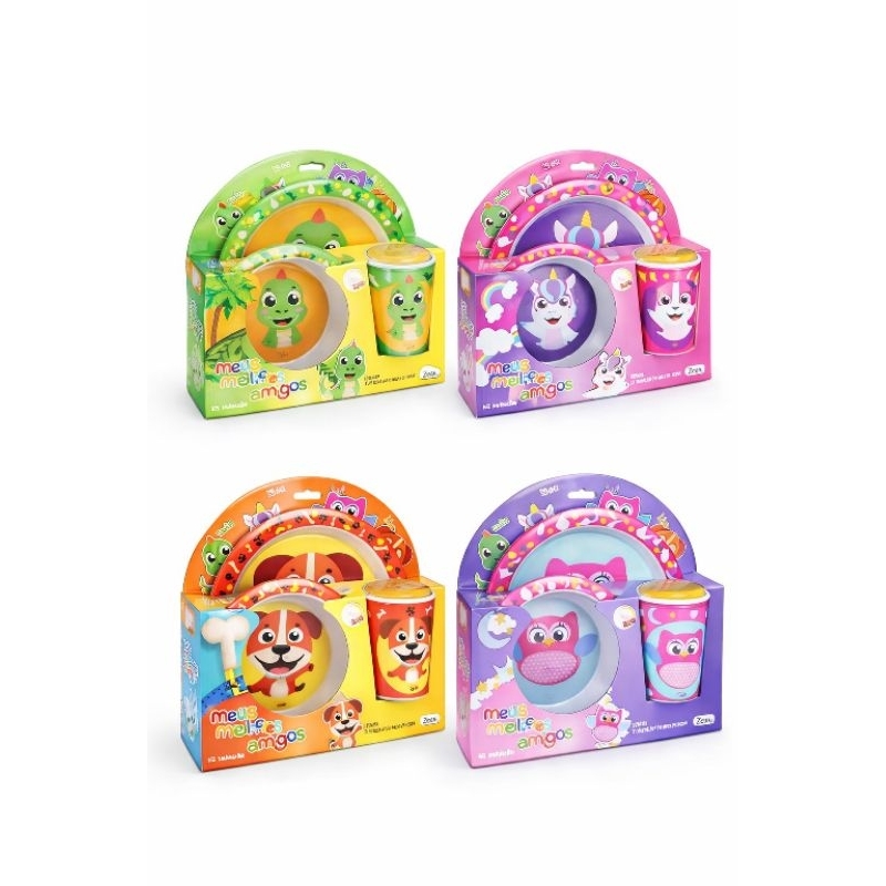 kit Refeição Infantil, Prato, Tigela, Copo  Introdução  Alimentar para Crianças