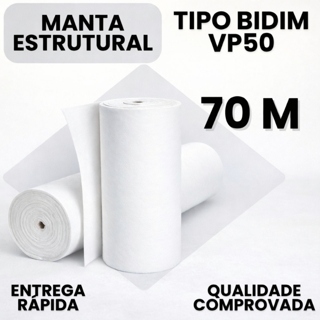 Manta VP50 Tipo Bidim 70 Metros Para Drenagem Obras Jardins e Lajes