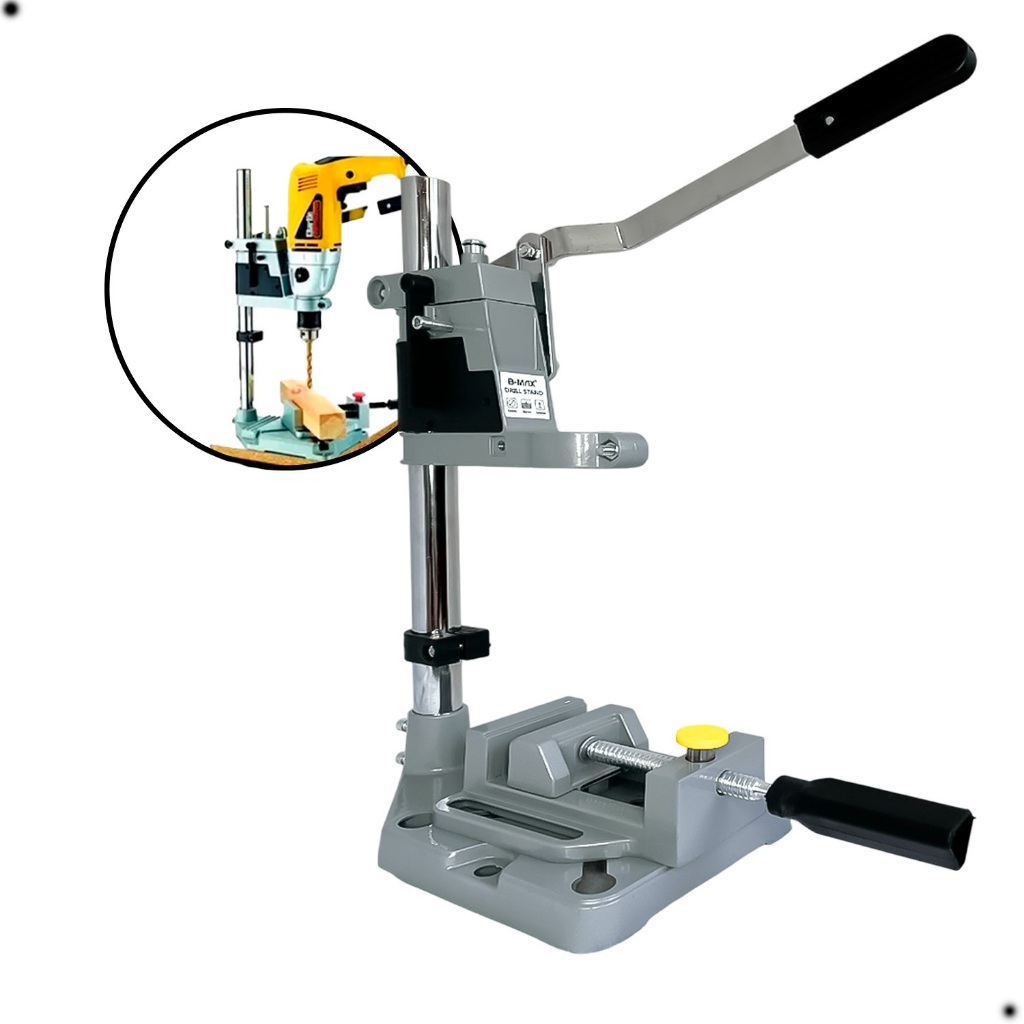 Suporte Para Furadeira Manual De 1/2 E 3/8 Com Morsa E Base Para Bancada Profissional Furos Precisos