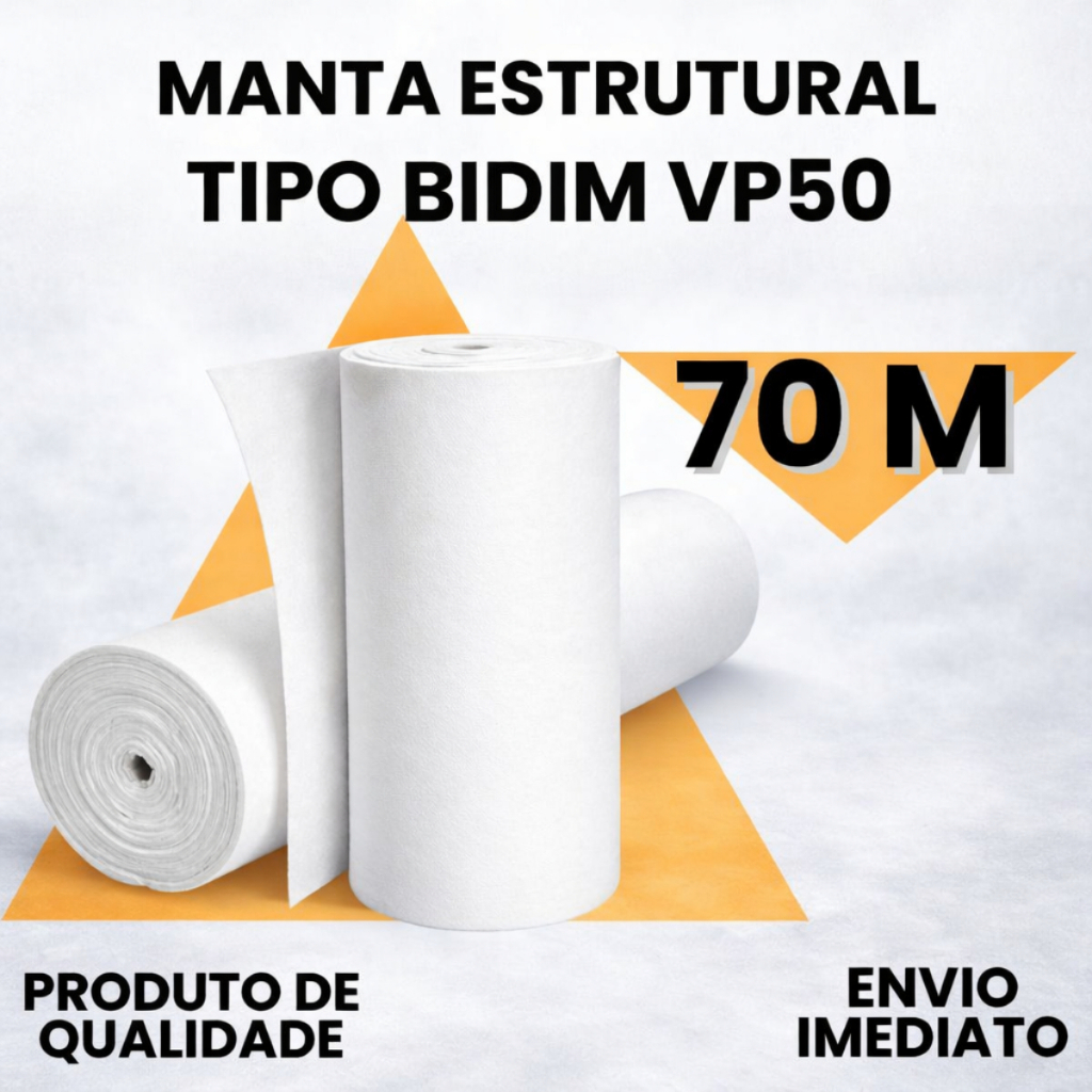 Manta Tipo Bidim VP50 70 Metros Uso Profissional Drenagem e Construção