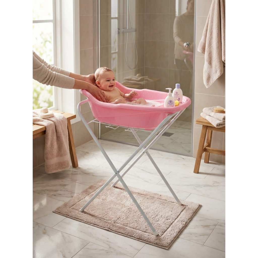Kit Banho Bebê Banheira 20 Litros Com Suporte Compacto Antiderrapante