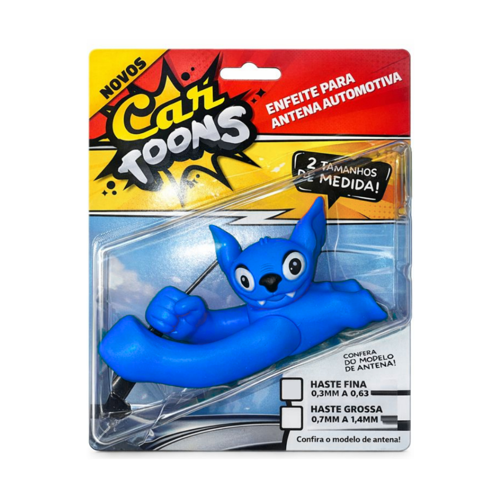 Enfeite Antena Teto Haste Fina Rato Voador Azul Automotiva Decorativa Carro Brinquedo Pendurado