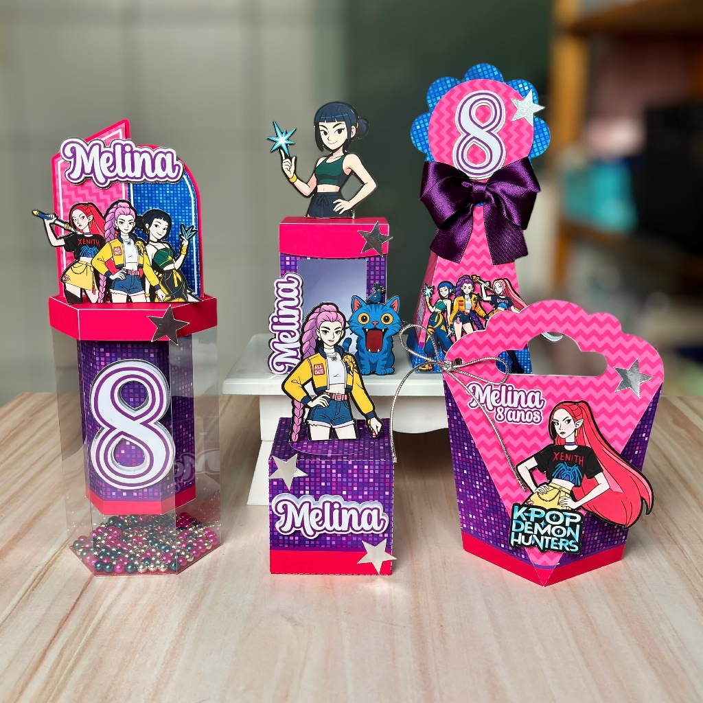 Kit Caixas Personalizadas de Luxo – Guerreiras do K-pop  | Lembrancinhas prontas para Festas e Aniversários