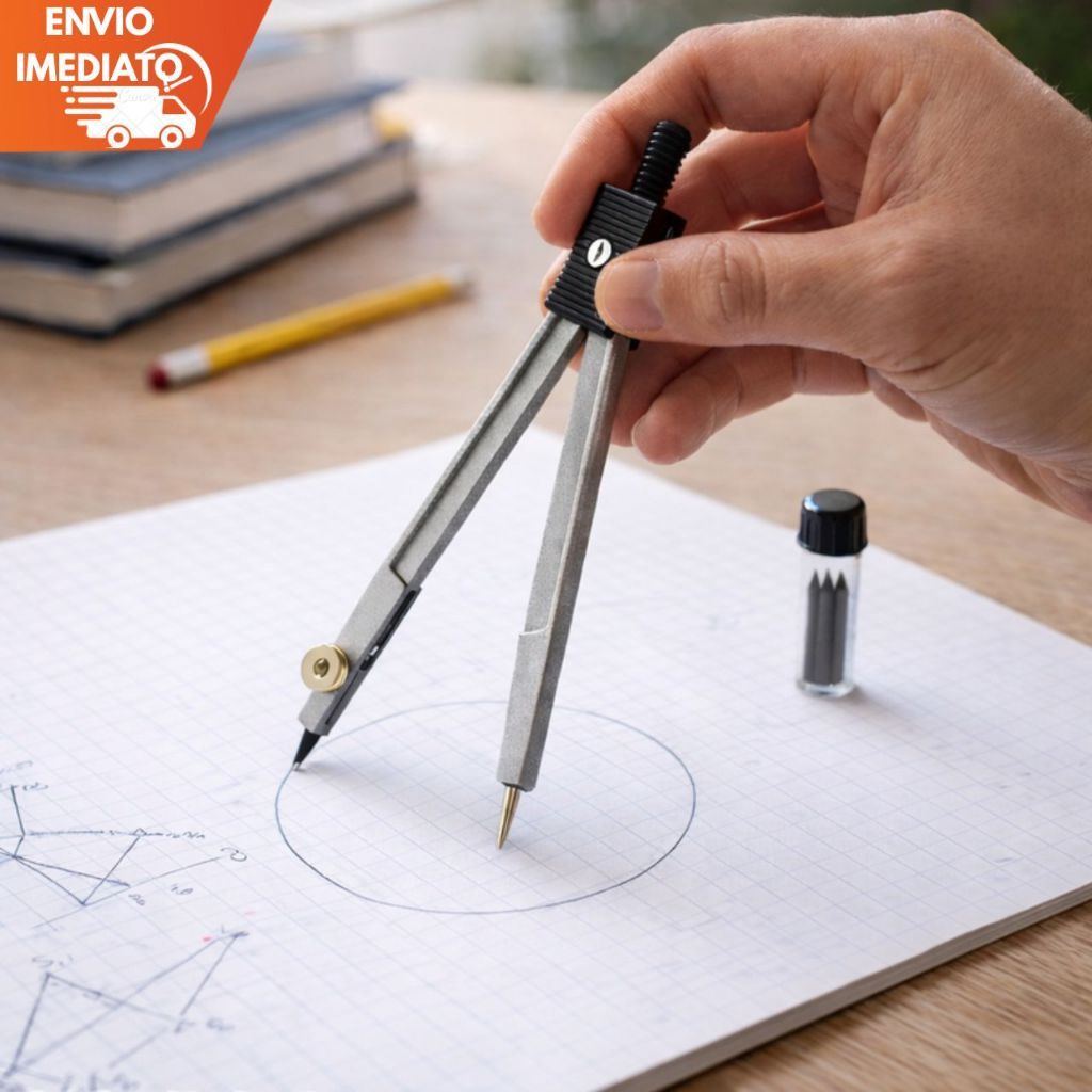 Compasso Escolar Metal Silver Resistente com Refil de Grafite Incluso em Oferta na Shopee