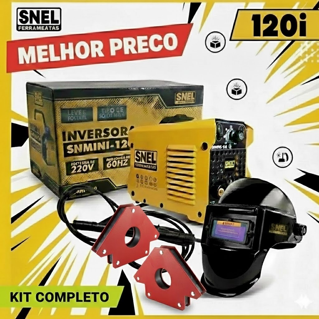 Maquina Inversora De Solda Mini-140a Amperes 220v Completo com Mascara de Solda Esquadro