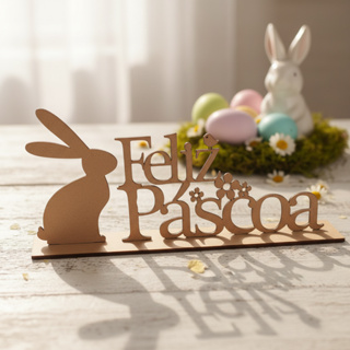 Decoração Coelho da Pascoa para Mesa Mdf Cru em Oferta na Shopee