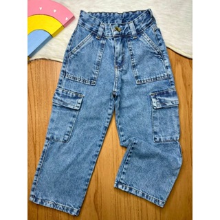 Calça Wide leg Cargo Jeans Feminina Infantil em Oferta na Shopee