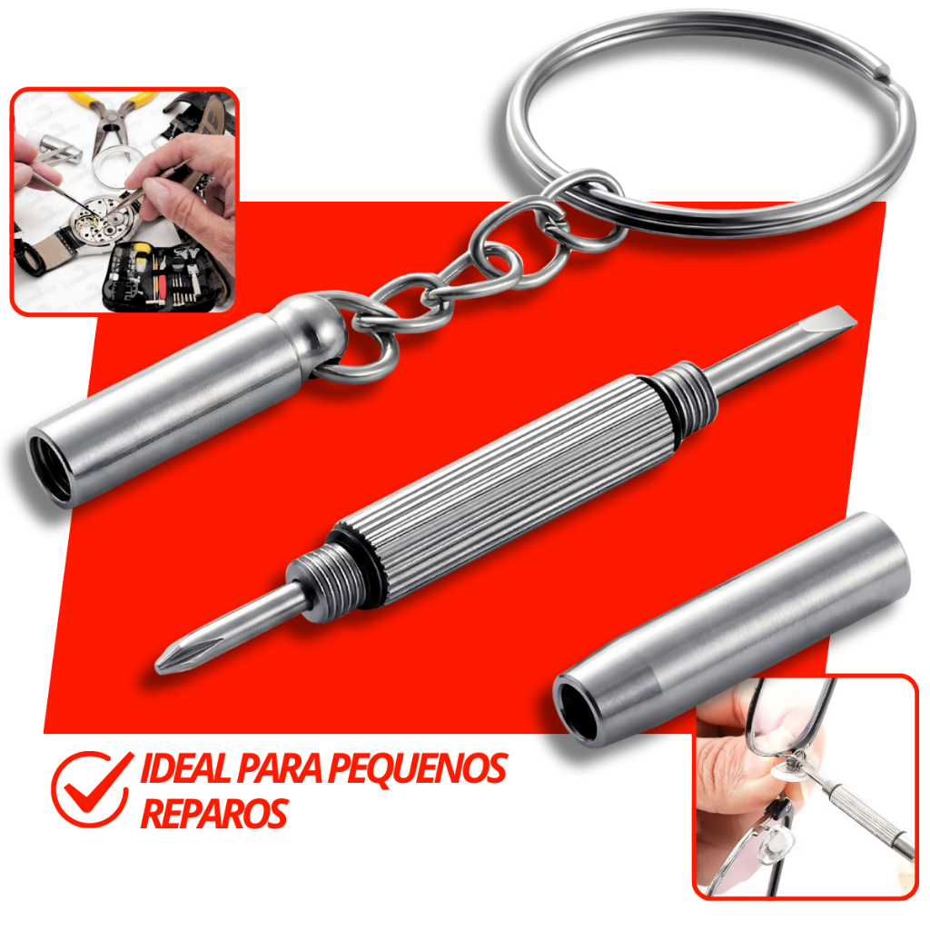 Mini Chave Fenda 3 em 1 Chaveiro Multiuso Para Manutenção Reparo de Óculos Relogio Philips Fenda