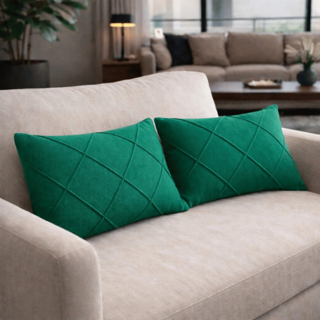 Kit Almofada Cheia Baguete Decoração Sala Sofá De Novela Tecido Suede Drapeado 50x30