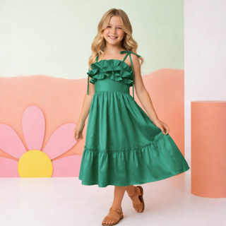 Roupa Infantil Menina Vestido Dia Das Crianças Babado Fantasia Festa Luxo Casual Colorido em Oferta na Shopee