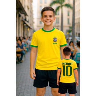 Camiseta Brasil Infantil Poliéster Personalizada Torcedor Brasileiro em Oferta na Shopee