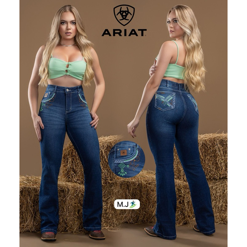 calças country Ariat femininas bordadas e com strass premium em Oferta na Shopee