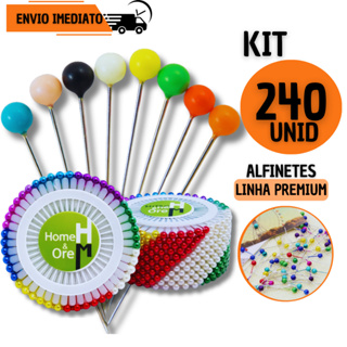 240 Alfinetes Coloridos Profissionais Cabeça Bola Patchwork Costura Artesanato Estojo Premium em Oferta na Shopee