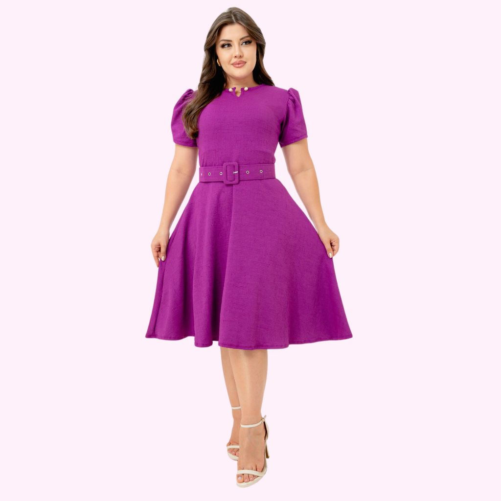 Vestido Alice Pérola com Cinto Lindas Cores Moda Feminina Modesta em Oferta na Shopee