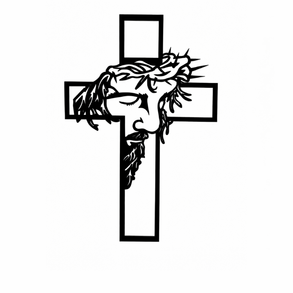 Painel Decorativo Jesus Cristo Em Relevo MDF 3mm Cor Preta Preto Quadro Religioso Crucifixo