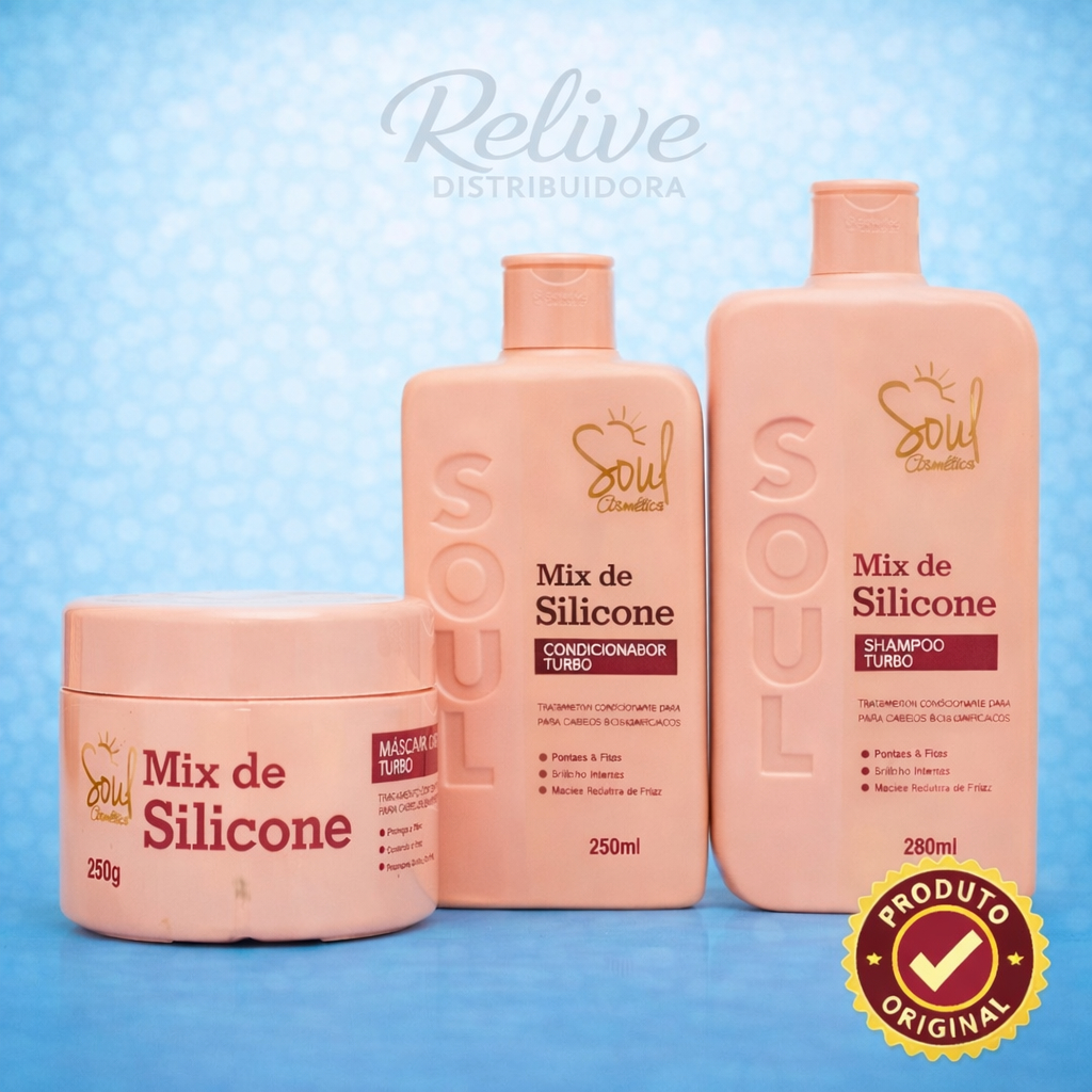 Kit Capilar 03 itens MIX DE SILICONE SOUL COSMETICOS Shampoo Condicionador Mascara Hidratação Brilho