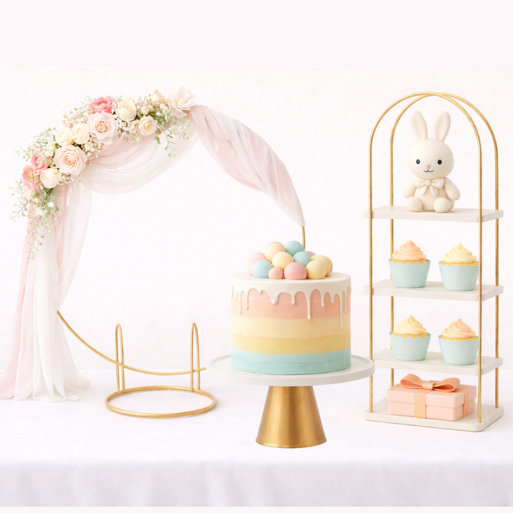 Kit Mini Festa De Mesa Arco Bandejas Suporte Para Doces Enfeite Desmontavel em Oferta na Shopee