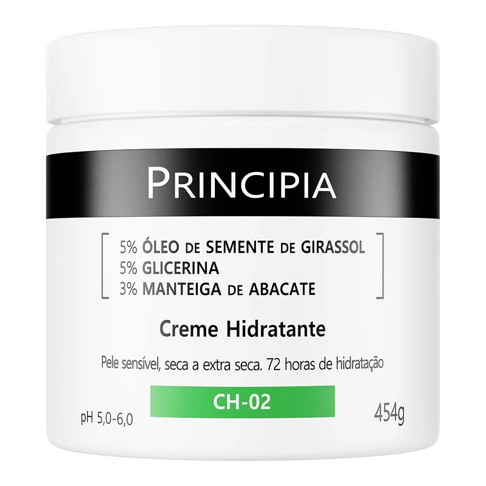 Creme Hidratante 5% Óleo de Semente de Girassol + 5% Glicerina + 3% Manteiga de Abacate Principia CH-02 com 454g