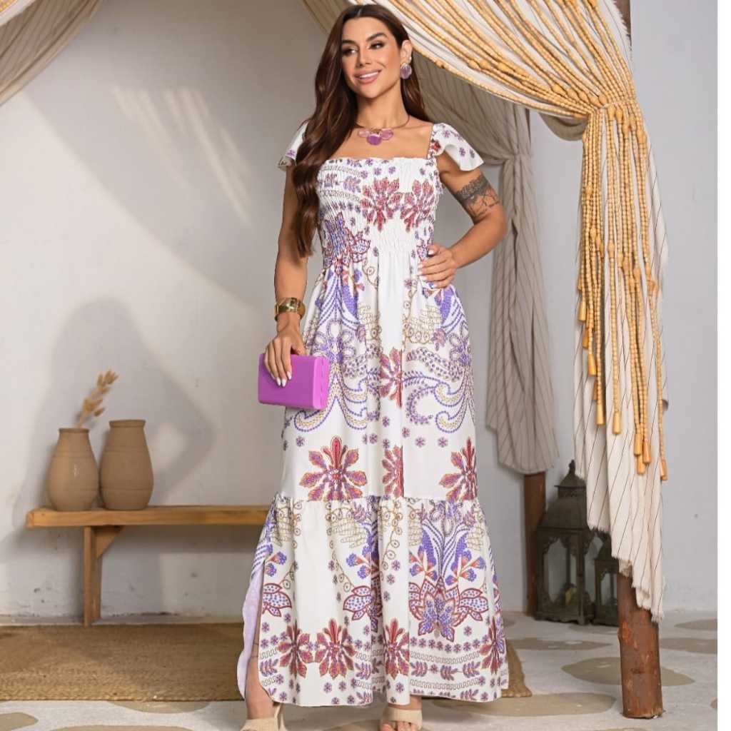 Vestido Feminino Longo Moda Gestante Confortável Versátil Básico Leve Soltinho Elegante Prático Casual