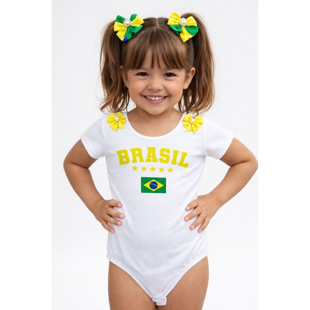 Body Infantil Menina Tema Copa Brasil 8 Meses a 10 Anos Moda Brasil