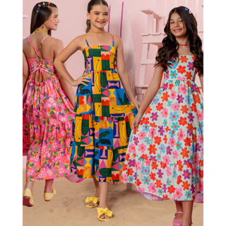 Vestido Melissa Estampado Infantil Juvenil, Roupa Menina tam., 4, 6, 8, 10, 12, 14, 16 em Oferta na Shopee