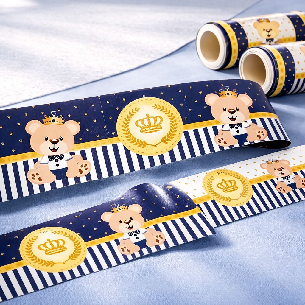 Faixa Decorativa Adesiva Urso Principe Azul Marinho Infantil P/ Quarto Criança Papel de Parede em Oferta na Shopee