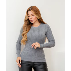 Blusa Feminina Suéter Tricot Trançado Manga Longa Inverno 3RD SD2011