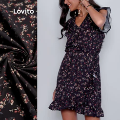 Lovito Vestido Feminino Transpassado Romântico Estampa Floral BRDRB1335BRL1365