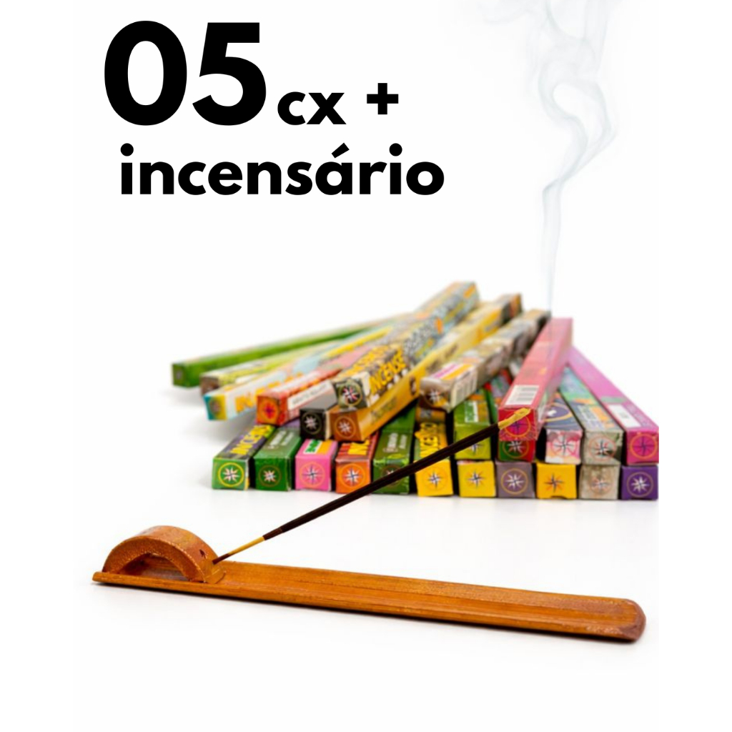 Incenso Natural Aromas Sortidos Special Blend 5 Caixas 40 Varetas e Porta Incenso Régua de Madeira em Oferta na Shopee