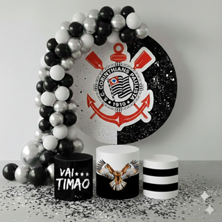Kit Decoração Futebol Painel Redondo + Trio Cilindro C0rinthians Timão Ideal Para Festa E Decorações em Oferta na Shopee