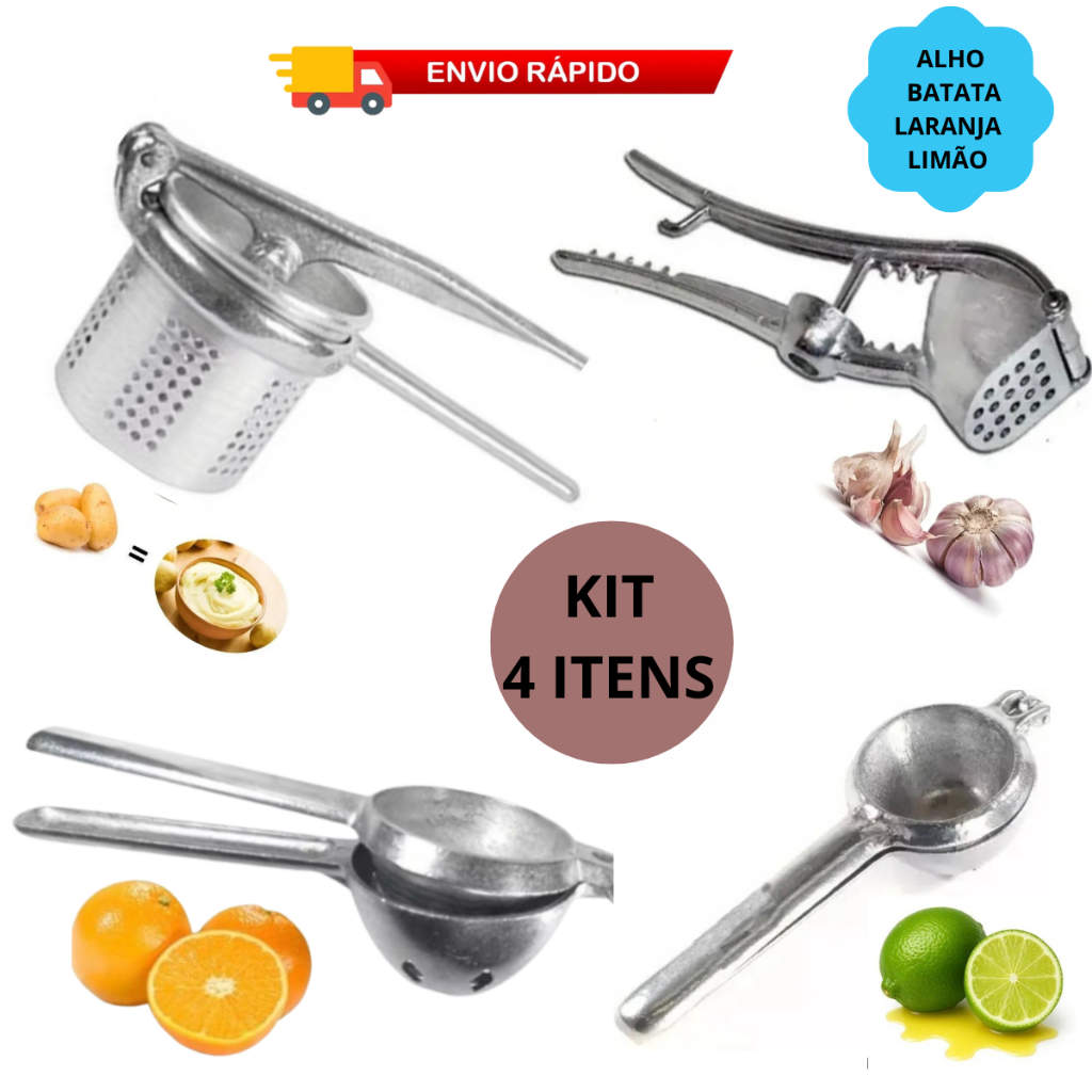 Espremedor Alho, Limão Laranja e Batata em Alumínio fundido para Uso Diário Amassador Kit Profissional em Oferta na Shopee