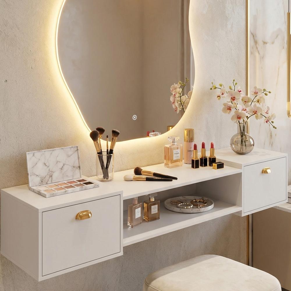 Penteadeira Suspensa Camarim 180cm - 90cm de Parede para Quarto Pequeno Maquiagem Make Skincare Organizador Multiuso